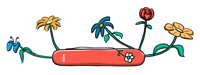 Swiss army knife with flowers
